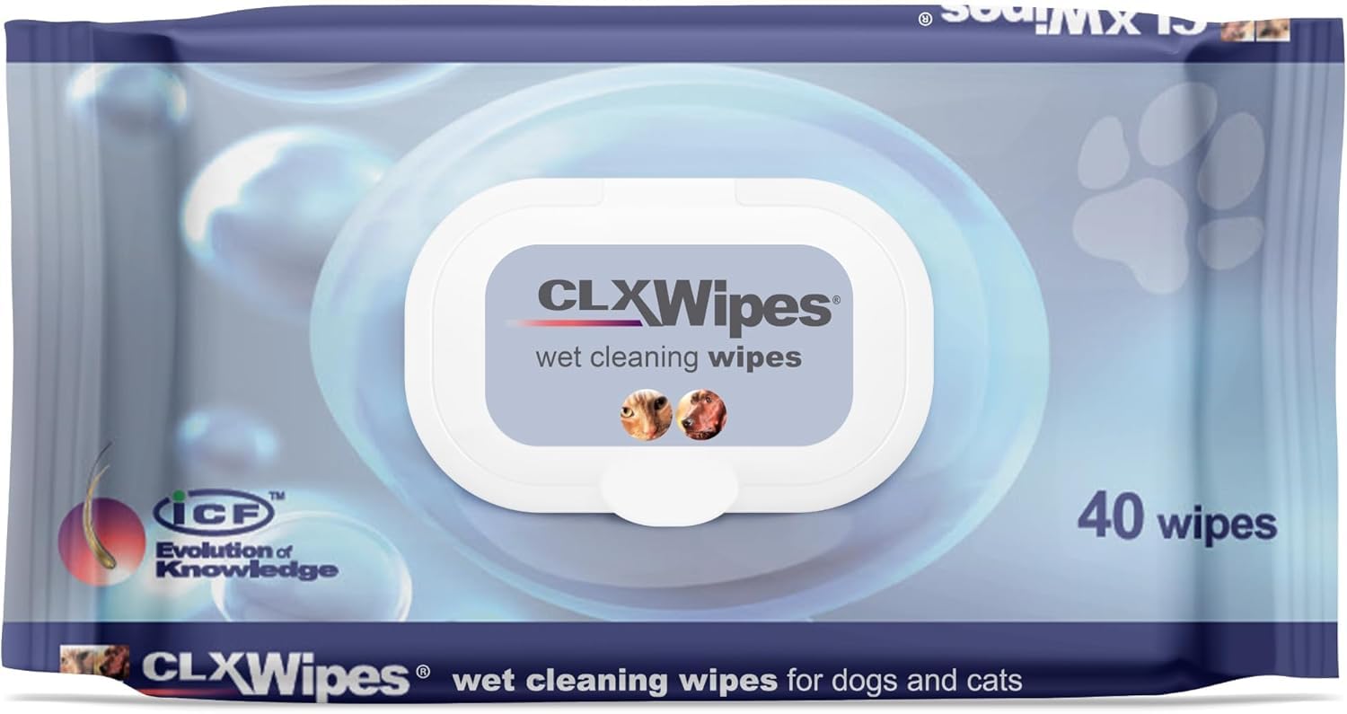 Generico CLX Wipes 40 Pezzi – Salviette Detergenti Delicate per Cani e Gatti – Igiene Quotidiana Pratica per Pelle, Zampe e Pliche - 2 Confezioni, 80 Pezzi Totali