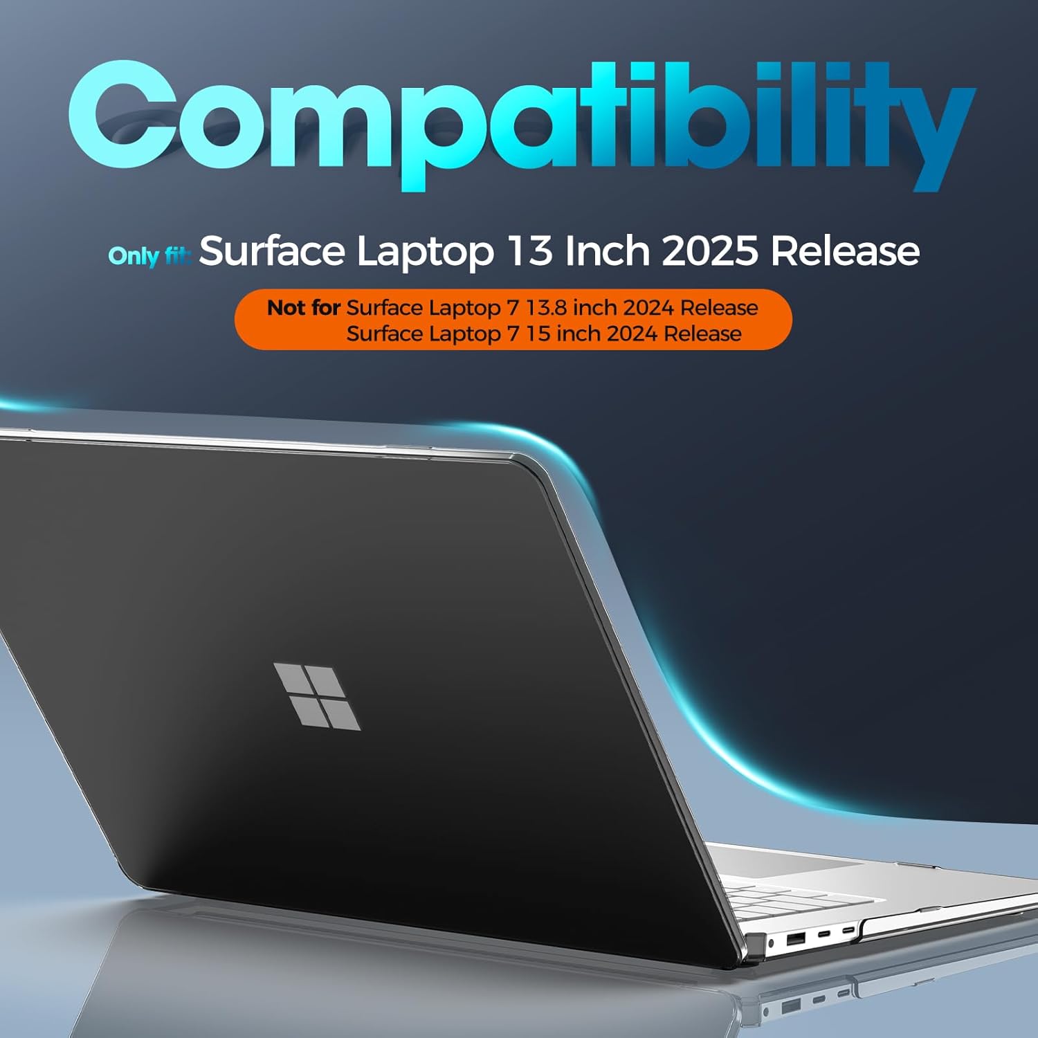 ProCase Protective Case for 13 Inch Surface Laptop 2025 Release, Hard Shell Transparent Cover with Durable and Lightweight Design -Black - Image 2