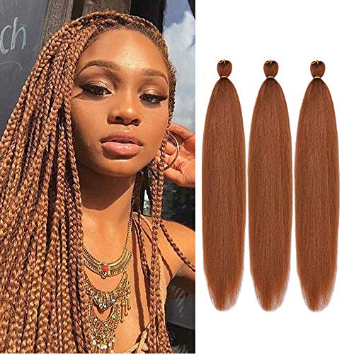 MYCHANSON Pre-stretched Braiding Hair Professional Itch Free Synthetic Fiber Corchet Braids Yaki Texture Hair Extensions Braid 6 packs 26Inch Brown