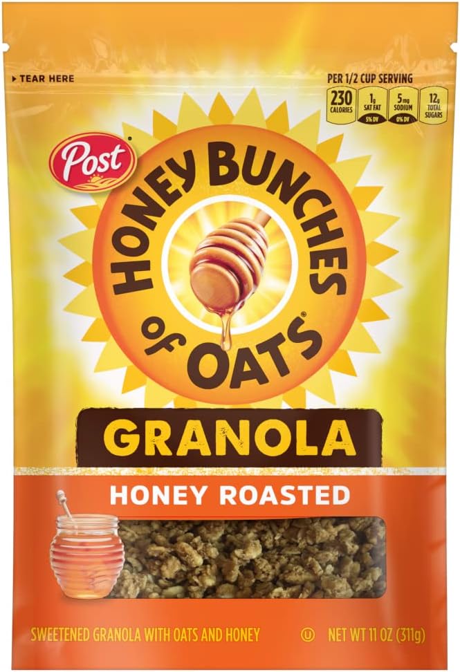 Post Honey Bunches of Oats Honey Roasted Granola Cereal and Snack, Good Source of