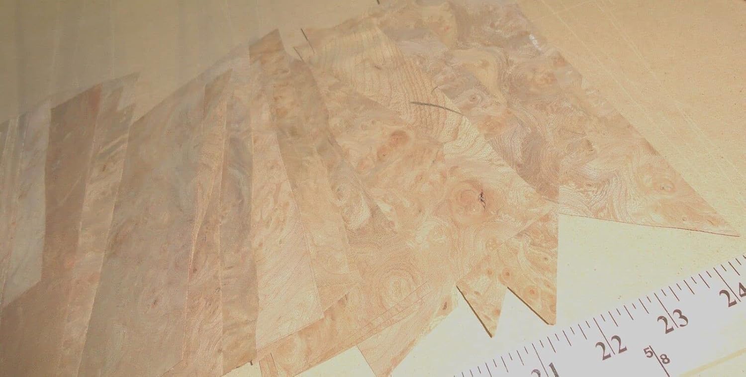 Carpathian Elm Burl Wood Veneer Sample Pack 49 Pieces raw no Backing 1/42" Thick