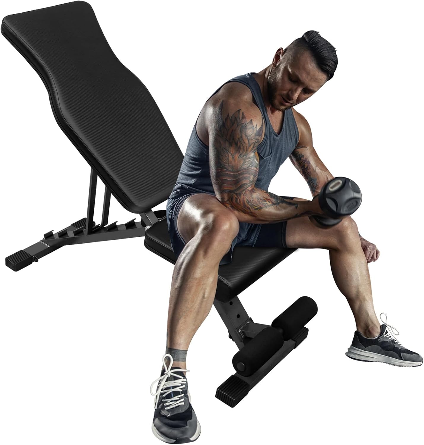 Adjustable Weight Bench, Workout Bench for Home Gym, Incline Bench for Weight Lifting & Strength Training, 7 Adjustable Backrest, 880LBS Capacity