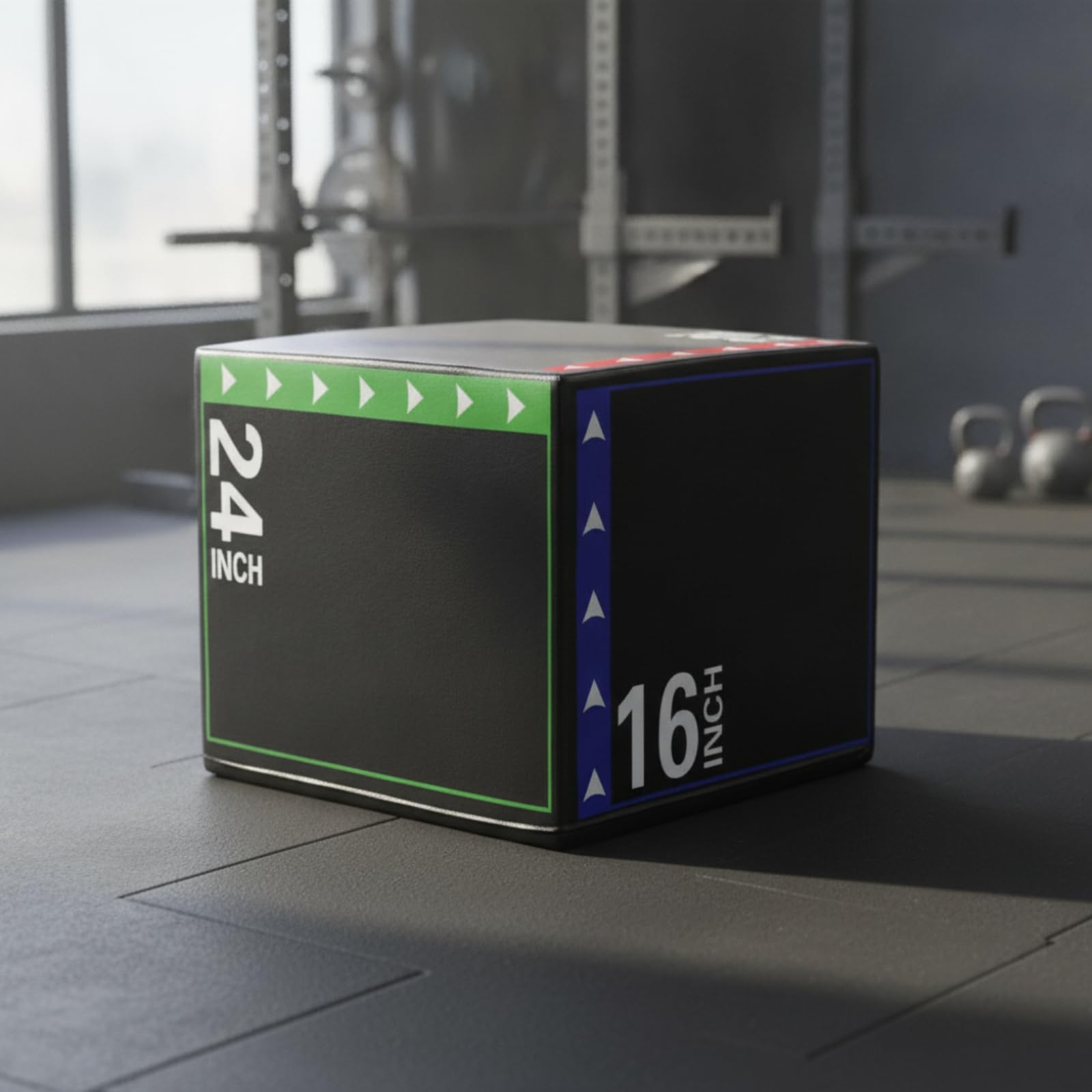 Jump Cubo Allenamento Plyometrico Box Salto Box Step Piattaforma Fitness con Nucleo in Schiuma Rigida E Rivestimento in Pelle E Indicatori in Pollici | Antiscivolo, Morbido, Pedana Pliometrica in Schiuma, per Palestra, Appassionati di Fitness