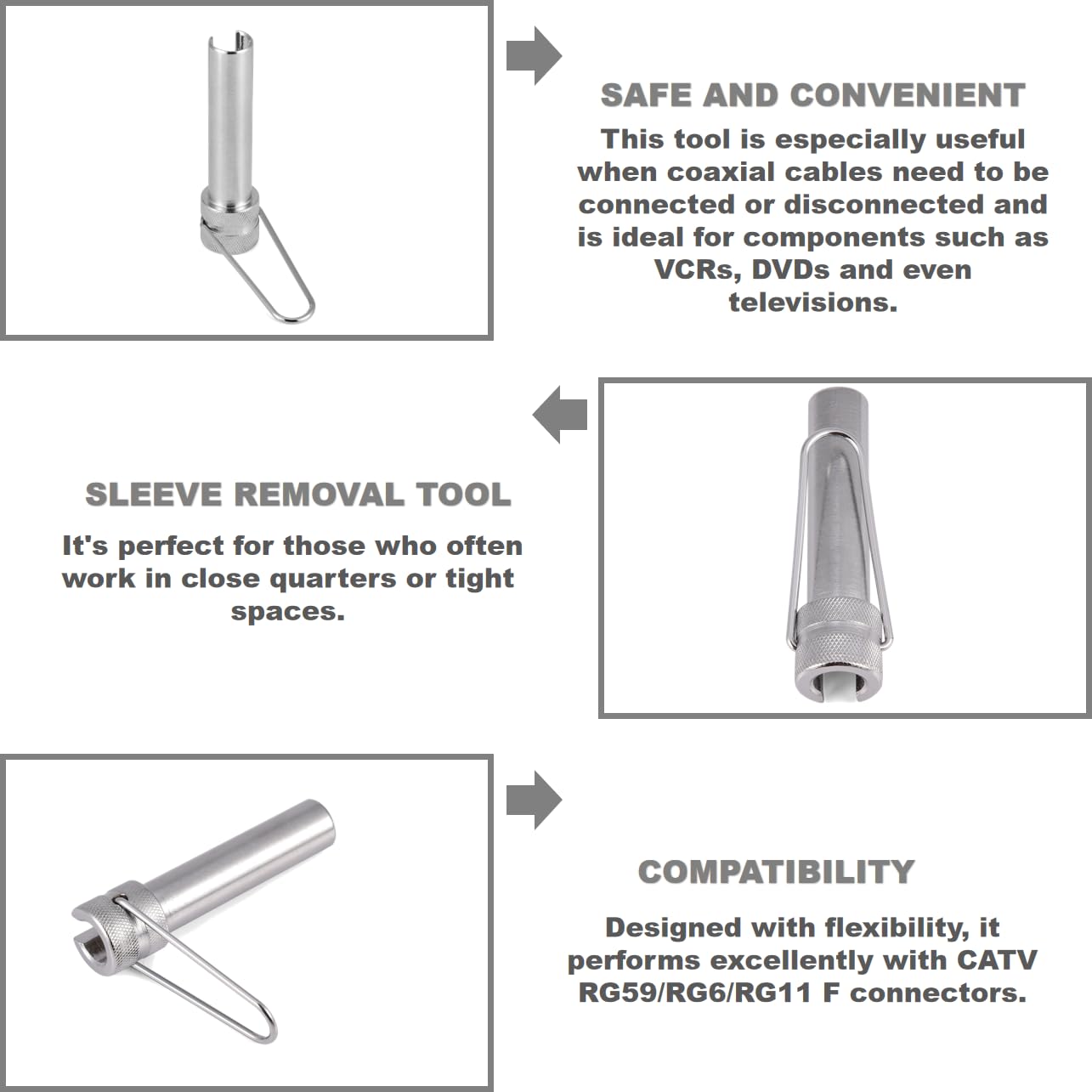 BONKZEBU 78mm CATV Security F Connector Remove Tool Removal Wrench Tool Gripping Tool Coaxial Cable Connector Tool for RG6 RG59 RG11 - Image 3