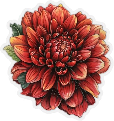 Adhesivo de Dalia, diseño floral de flores, para laptop, bonito vaso de botella de agua, impermeable, parachoques estético, mural de pared,
