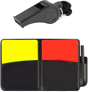Soccer Referee Kit - Brightly Colored Red and Yellow Soccer Referee Cards and Whistle Made of Thick Premium Plastic with Cord, Loud and Clear Whistle Great for Coaches, Refereers, Lifeguards, Party