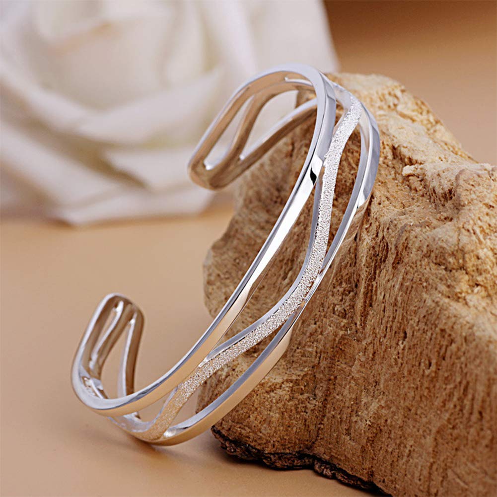 Bracelet en Argent Ouvert Bijoux de Bracelet en Argent Sterling de Tempérament de Charme de Mode de Femme