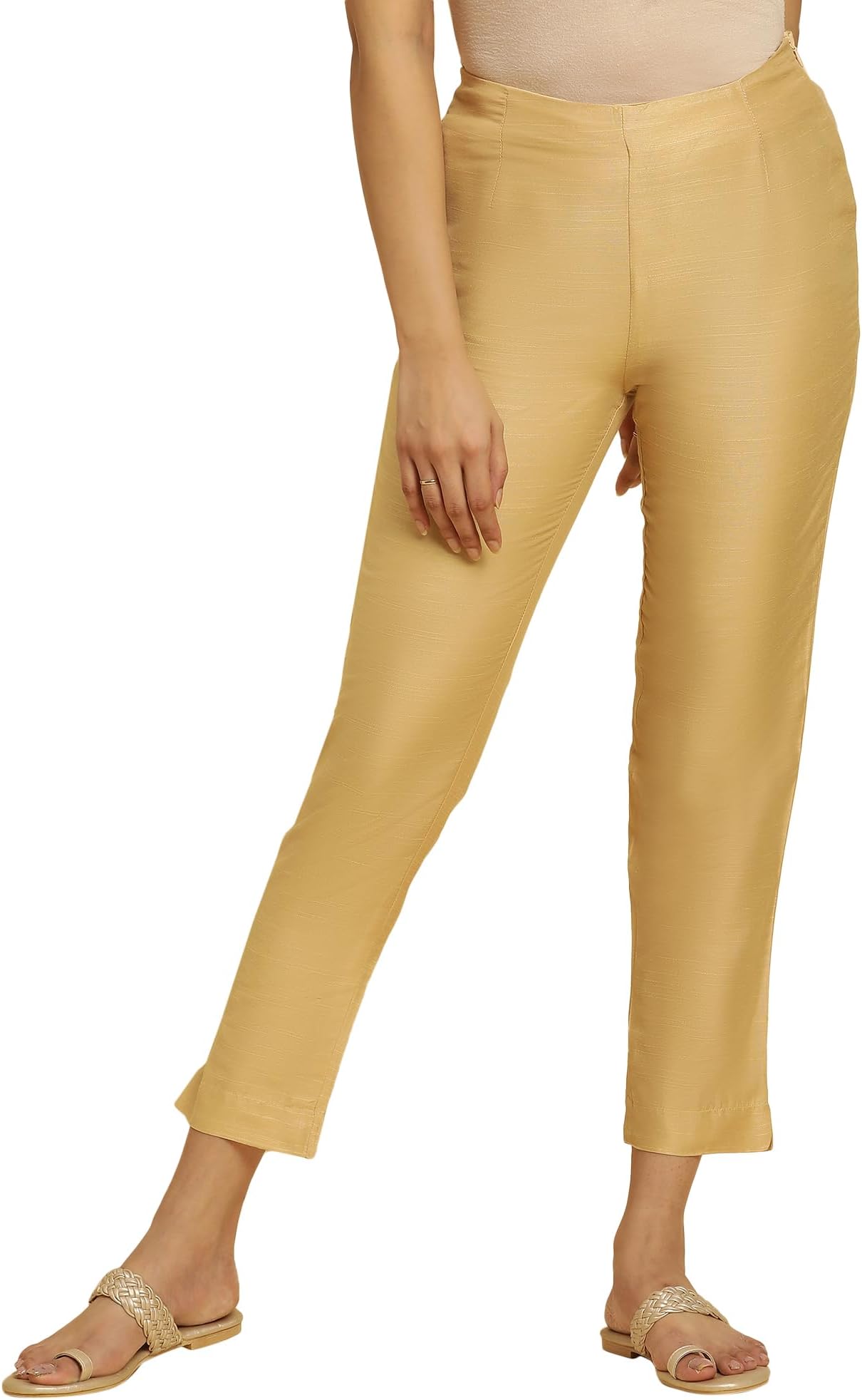 W for Woman Golden Solid Slim Pants