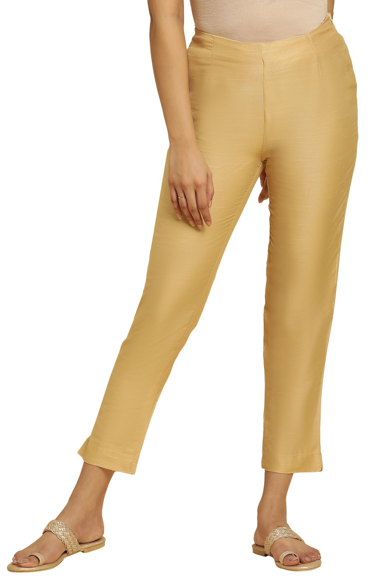 W for Woman Golden Solid Slim Pants