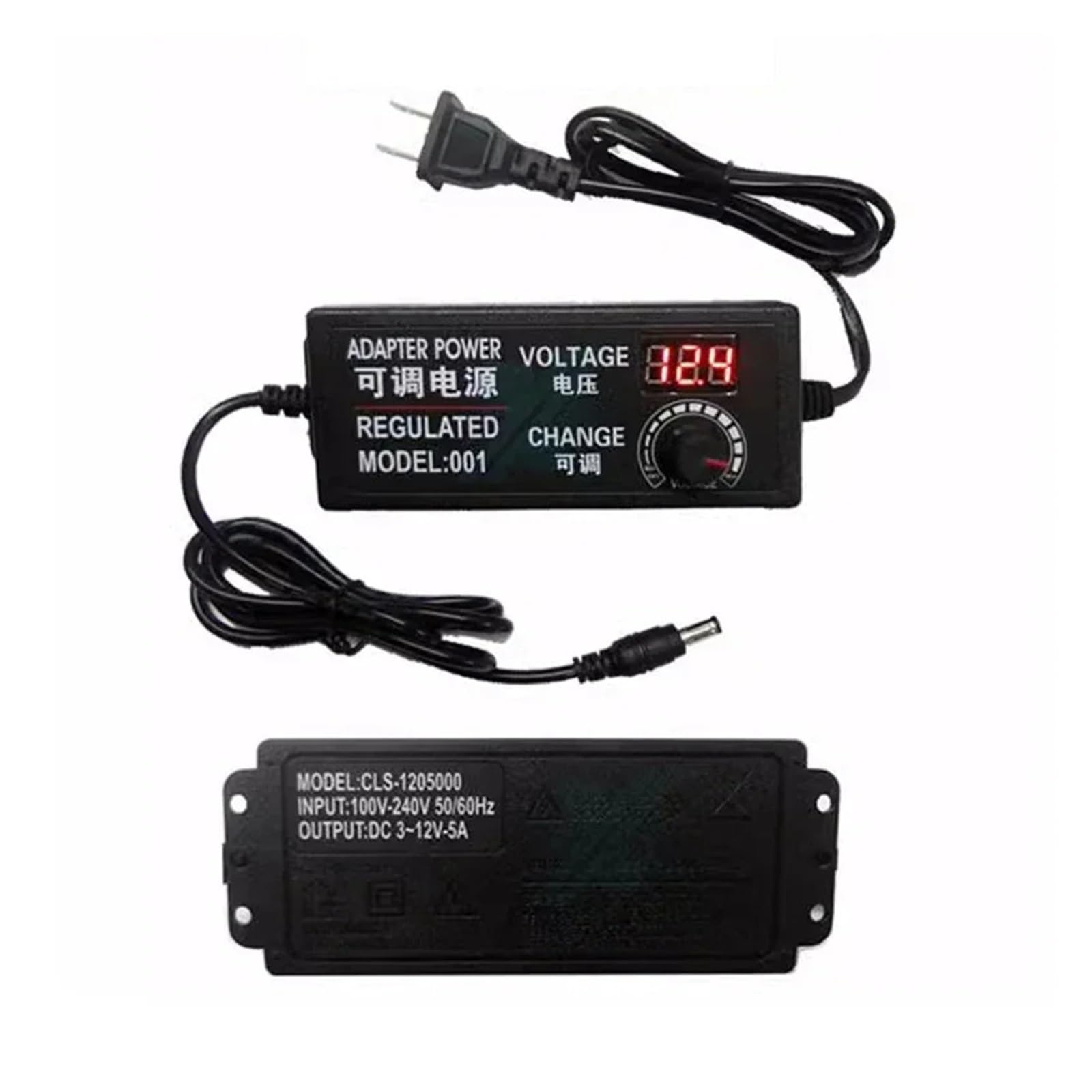 Alimentation AC DC réglable 3V à 12V 5A avec adaptateur prise femelle pour appareil domestique