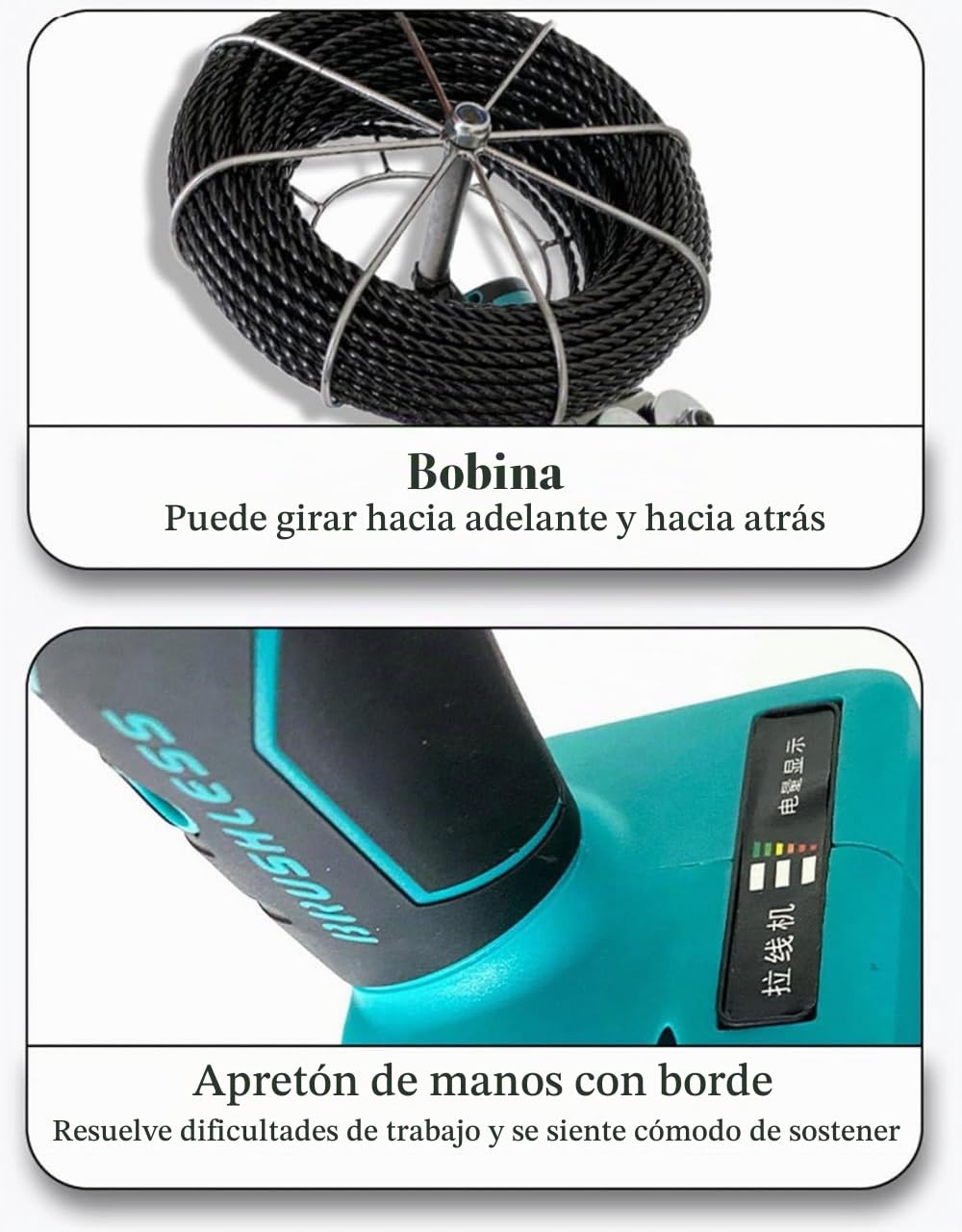 Dispositivo De Roscado De Tubos Ocultos para Cables De Electricista, Máquina De Roscado Completamente Automática, Herramienta para Tirar De Cables Velocidad De 40 M/min,5.0AH-2Battery