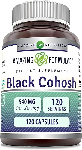 Amazing Formulas - Suplemento de cohosh negro, 540 mg por porción, cápsulas, sin OMG, sin gluten, fabricado en Estados Unidos (paquete de 1, 120