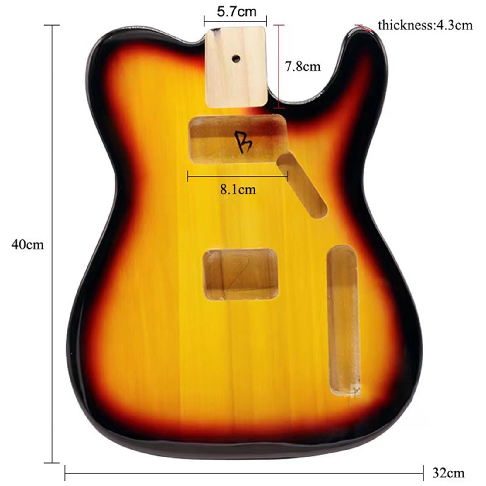 Guitar Body Kit Poplar Electric Guitar Body Sunset Light Instrument Modification DIY Accessories