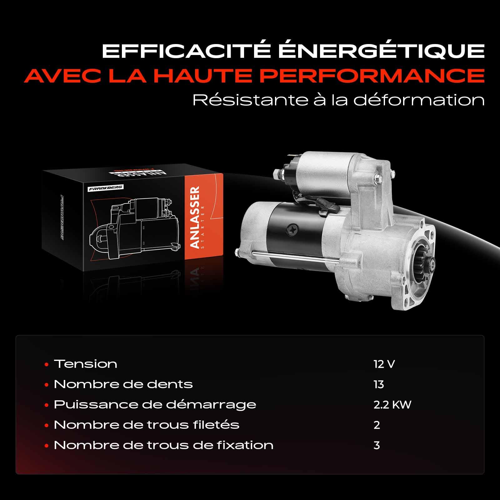 Frankberg Démarreur 2,2 kW 12 V 13 dents 30897, M2T61171