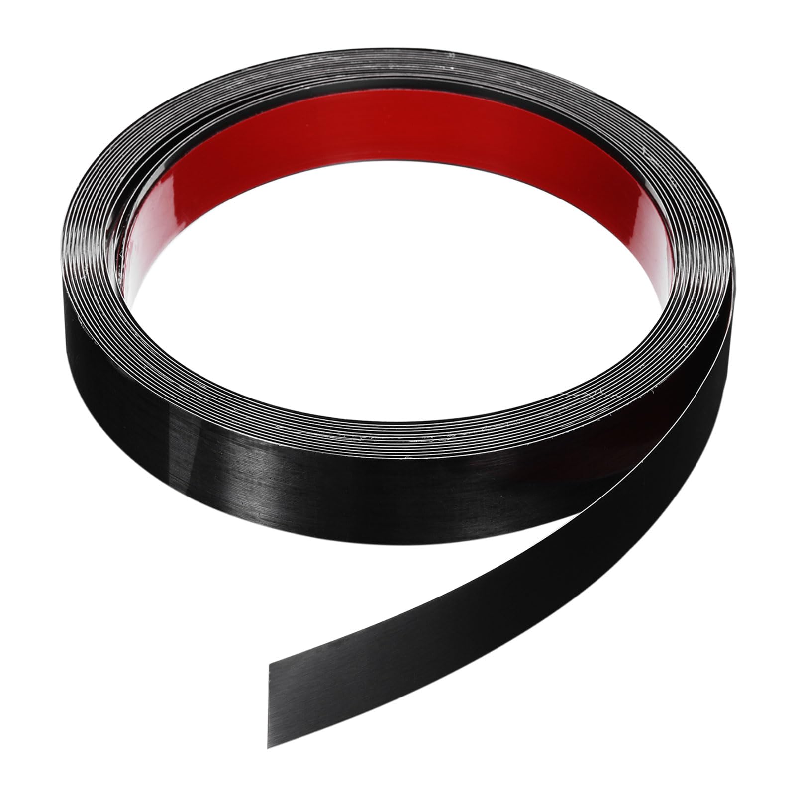 sourcing map Peel and Stick Metal Molding Trim 1" x 20ft Self-Adhesive Stainless Steel Wall Trim Brushed Decorate Strip for Wall Ceiling Floor Cabinet Tile Edge, Black