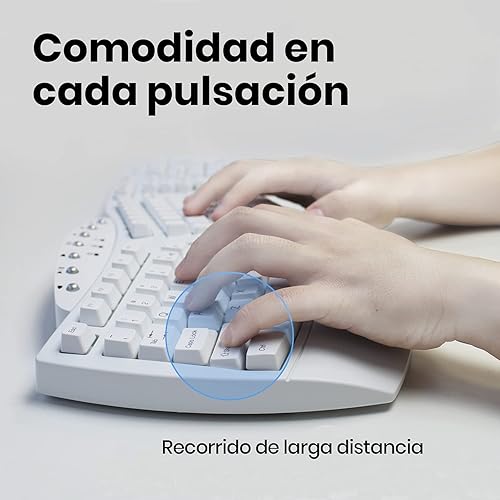 Miniatura 6 de Perixx PERIBOARD-612W ES Teclado Inalámbrico 2.4GHz con divisiones - Sistema Dual y Bluetooth 4.0 - Compatible con Windows y macOS - Blanco - QWERTY