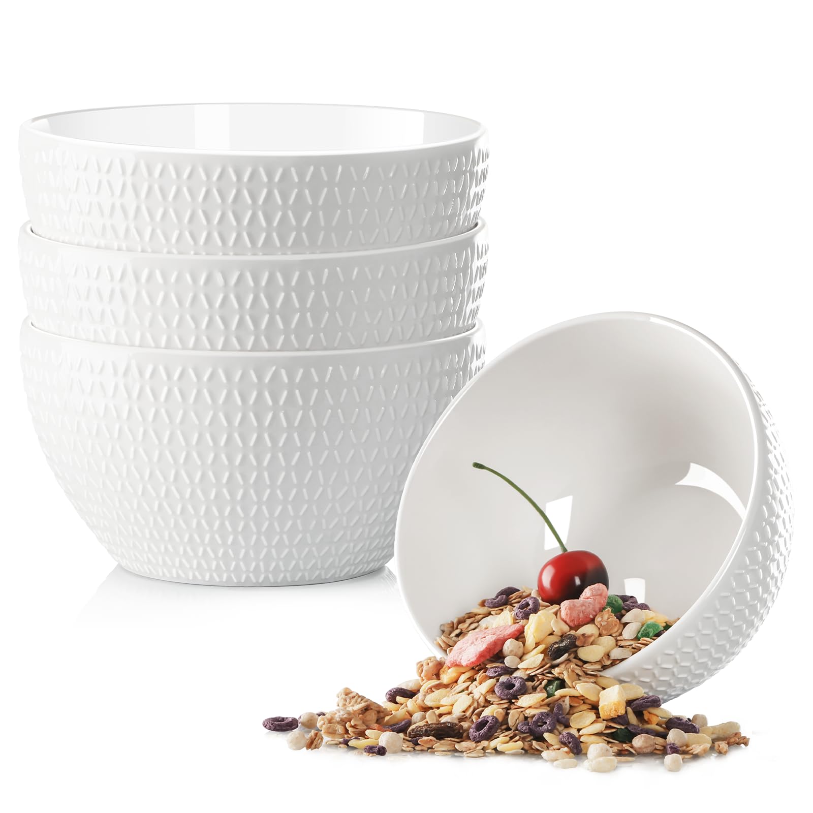Snapklik.com : Deep Cereal Bowls, 6in Ceramic Soup Bowls, 28 Oz White ...