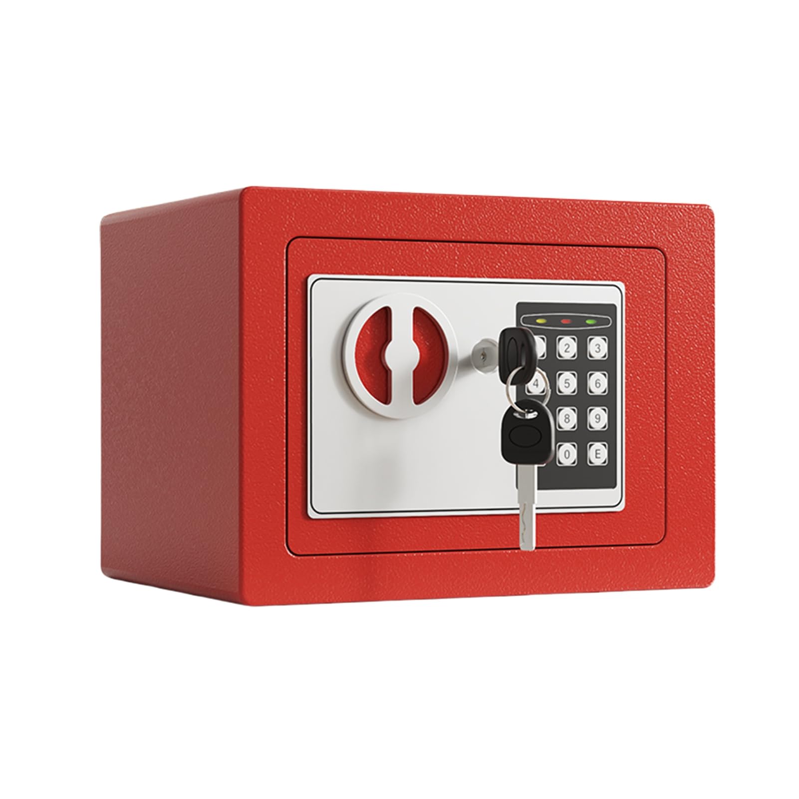 Mini Caja Fuerte de Metal Ignífuga, Cajas Fuertes para el Hogar, Caja Impermeable Ignífuga, con Teclado y 2 Llaves de Repuesto, Seguridad Digital para Dinero, Joyas, Documentos de (Roja)