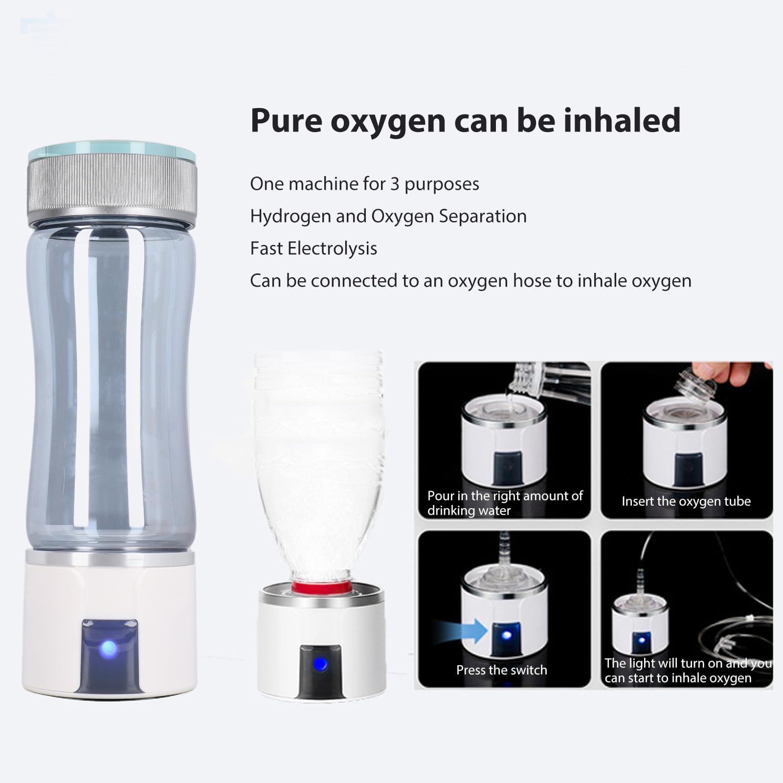 Macchina per Ionizzatore D'Acqua a Idrogeno 3000PPB Bottiglia per Generatore di Acqua Ricca di Idrogeno 300 Ml per Casa e Ufficio DC 5 V