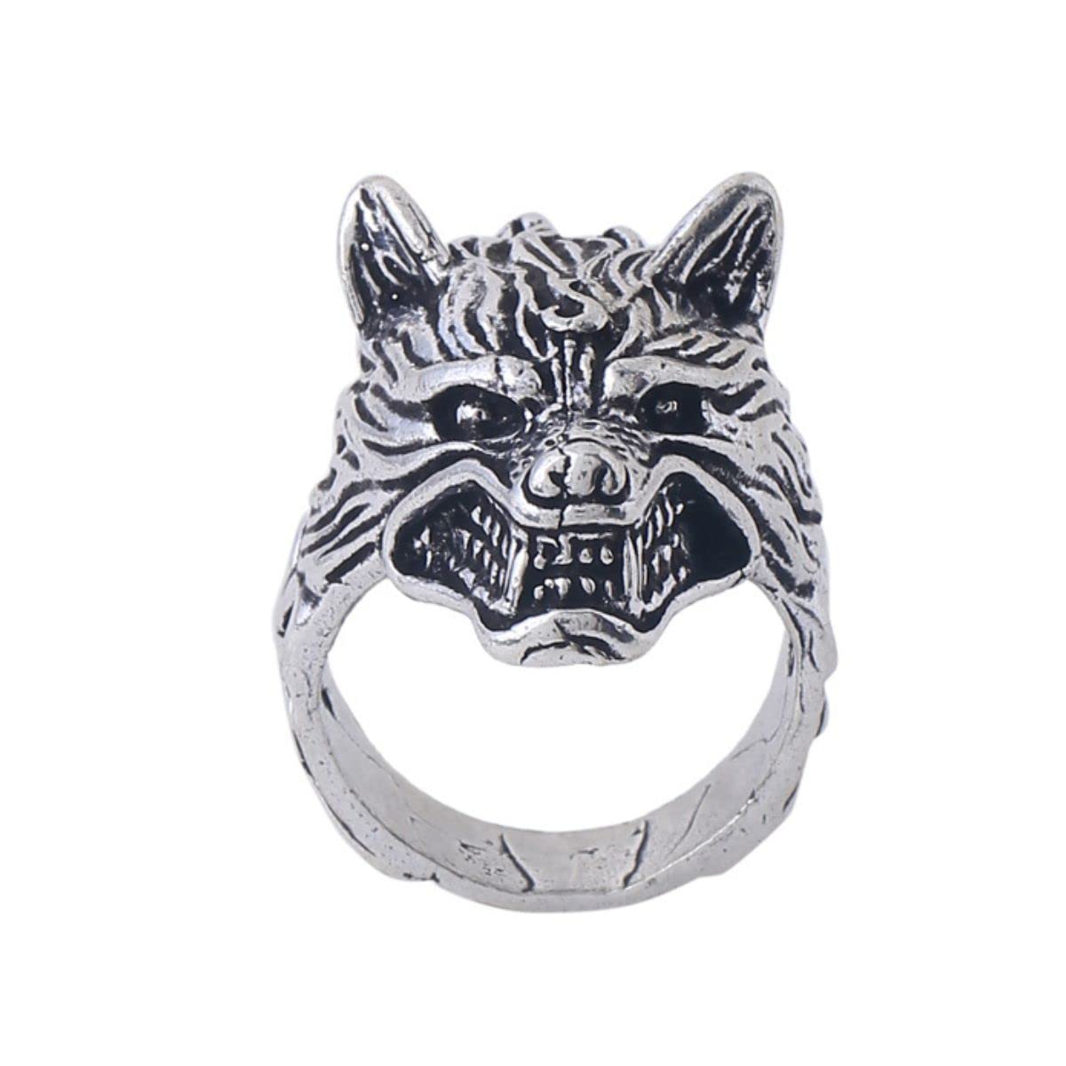 Rhodium Plated Wolf Design Finger Ring for Mens and Boys-image-9
