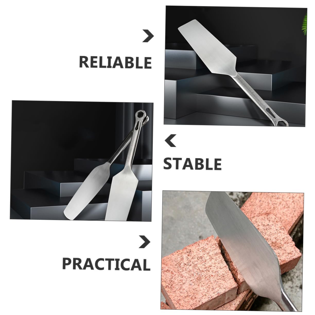 SEWACC Truelle à Briques Spatule de Construction Antiadhésive Tête Plate en Acier Inoxydable Argenté pour Étaler le Ciment et Travaux de Maçonnerie