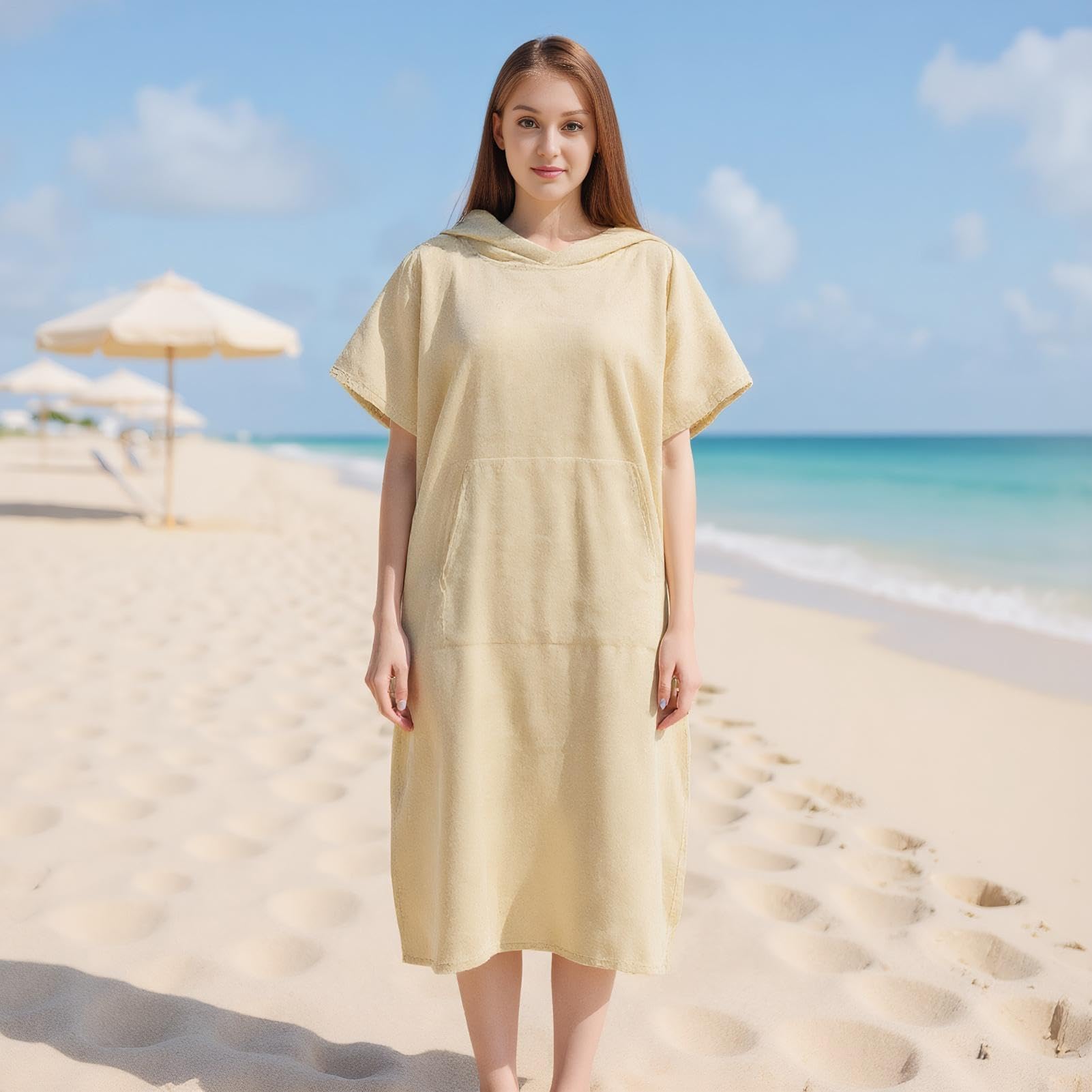 Peignoir à langer | Poncho à capuche en fibre ultra fine à séchage rapide pour homme et femme | Idéal pour la gym, la piscine, les sources chaudes, les voyages en plein air