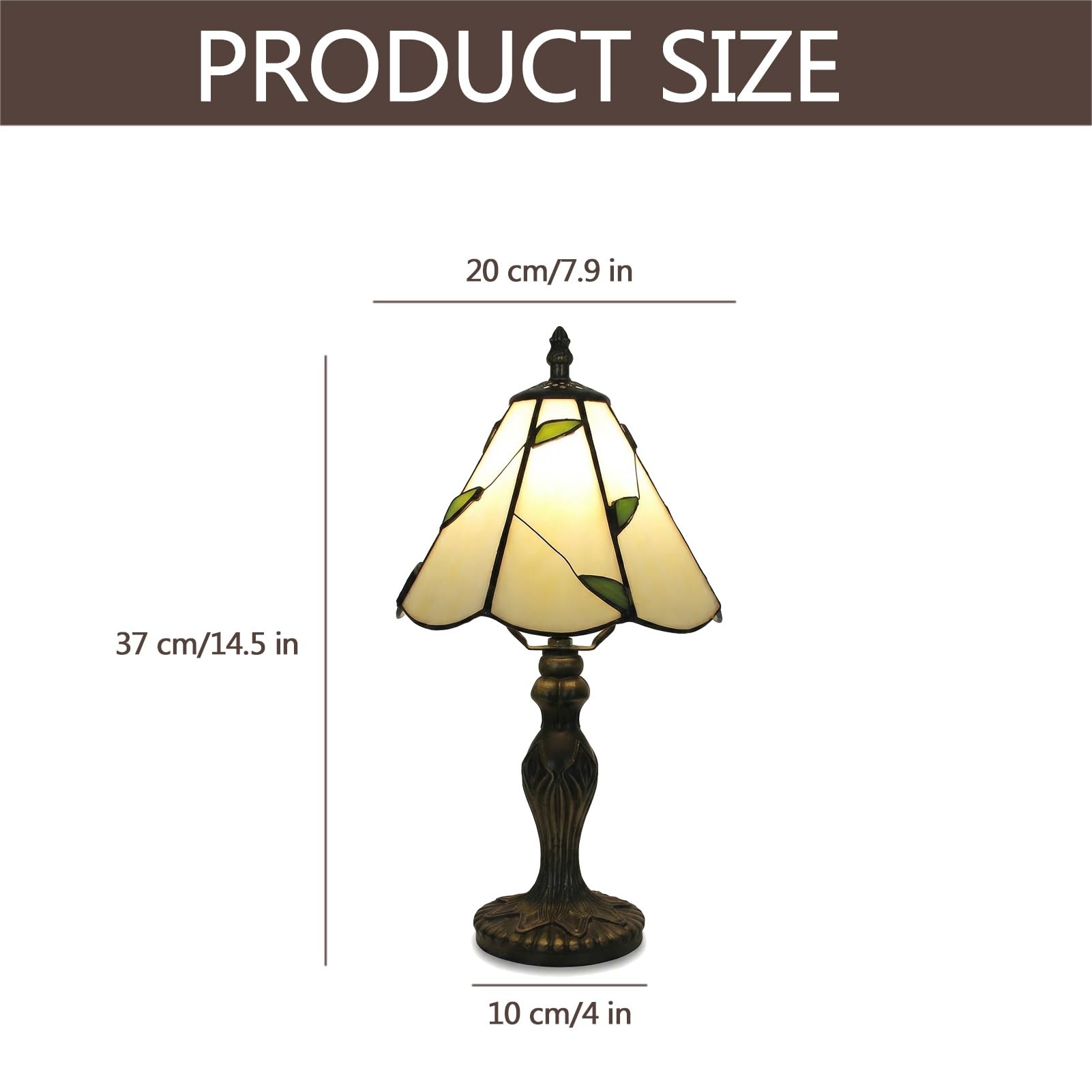 Witrażowa lampy Stołowa Z Podstawą Z Brązu W Stylu Vintage – Ręcznie Wykonana lampy Biurkowa Artisan Do Salonu, Sypialni Lub Biura – Z Przełącznikiem Inline