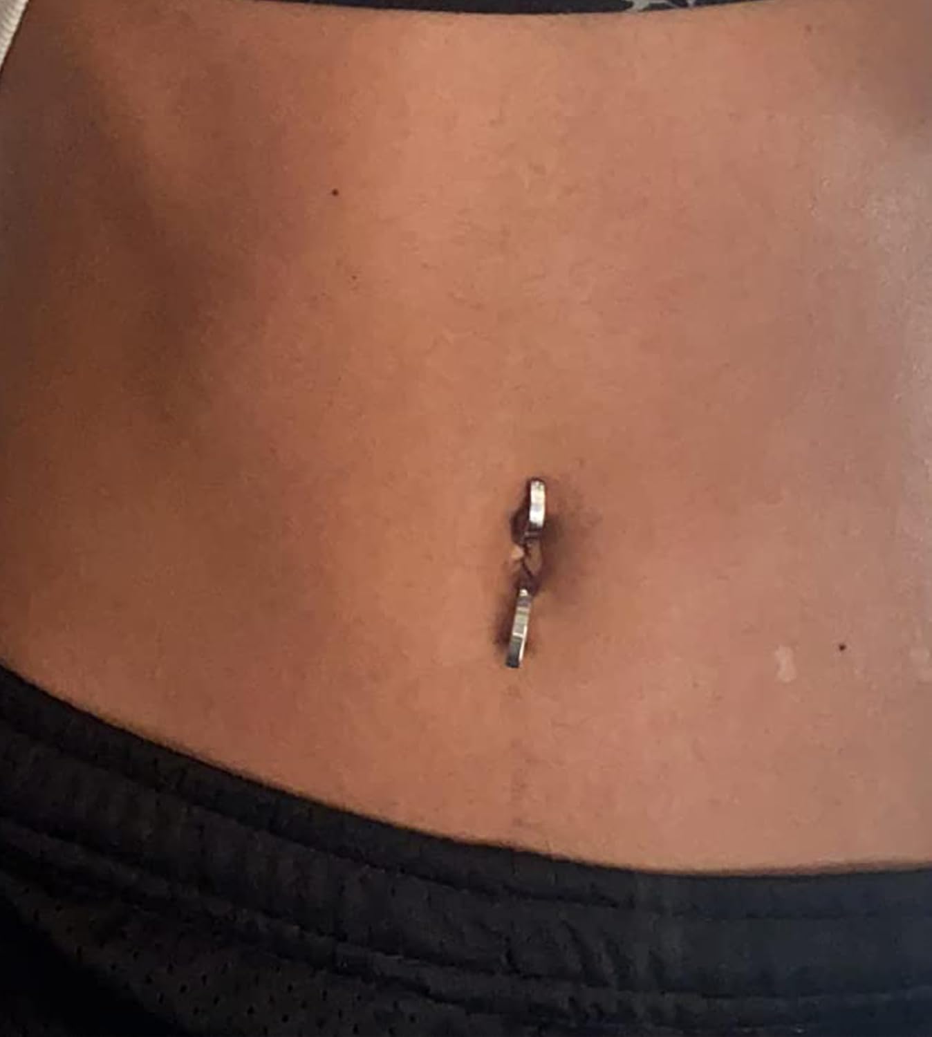 QWALIT Belly Rings - Short Bar Belly Button Rings in Surgical Steel with Opal Stones - 6mm & 10mm