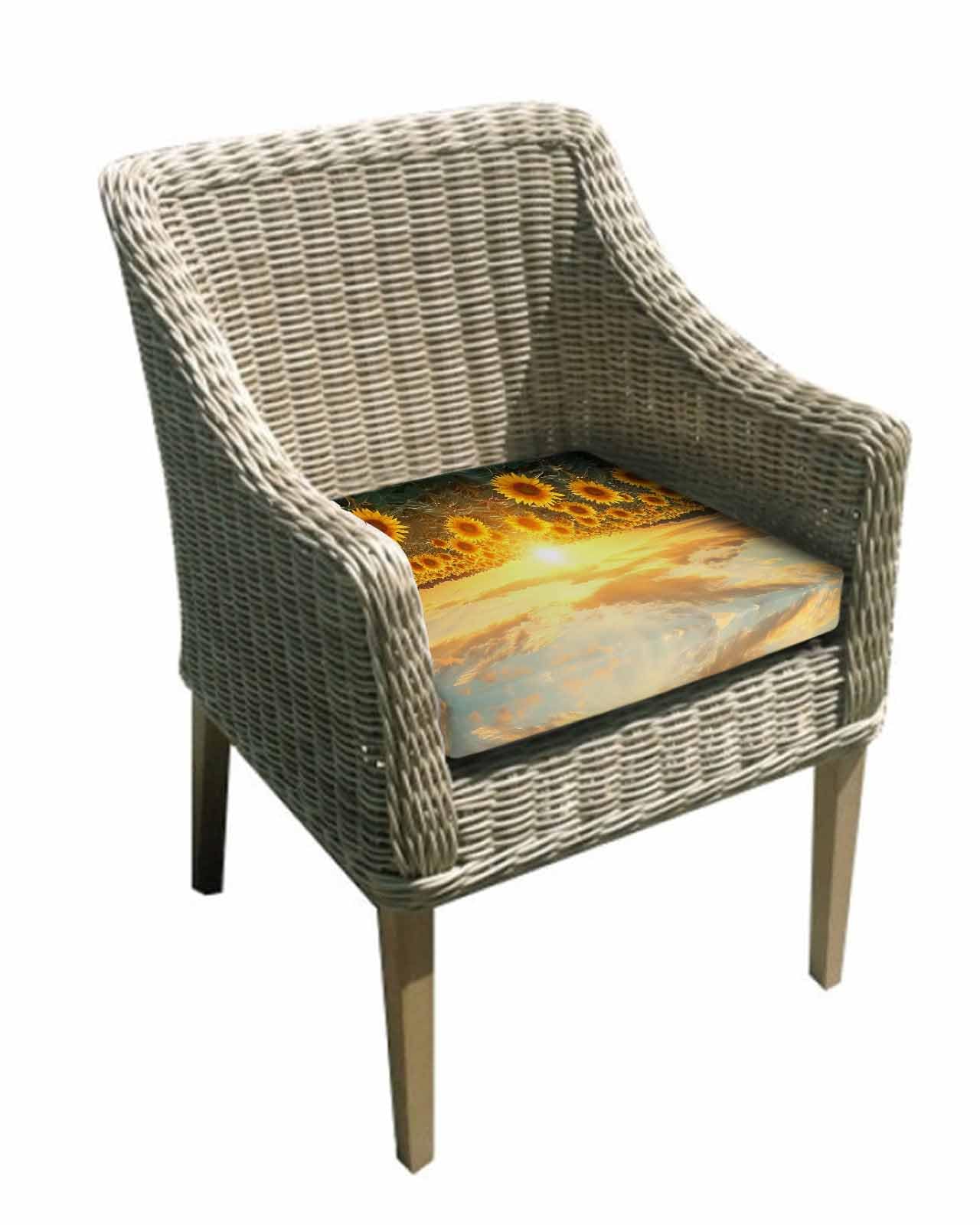 Hokiten Summer Sunflower Outdoor Cushion Chair Cover Set of 2 - Waterproof Couch Seat Covers, Pastoral Rustic Floral Botanical Patio Furniture Protector Cushions Slipcovers for Sofa/RV, 22