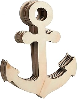 Unfinished Wood Cutout - 6-Pack Anchor Shaped Wood Pieces for Wooden Craft DIY Projects, Home Decoration, 11.625 x 8.8 x 0.19 inches