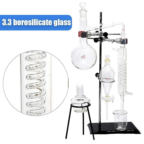 Miniatura 3 de Labware Set 16.9 fl oz Aparato de destilación de extracción de aceite esencial Destilador de agua Purificador Kits de cristalería Hydrosol, kit de