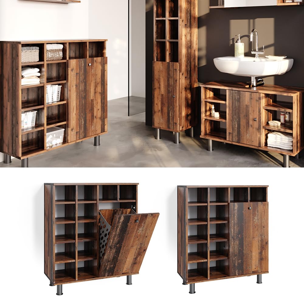 Vicco Badschrank Fynn, Eiche rustikal, 78.4 x 91.6 cm