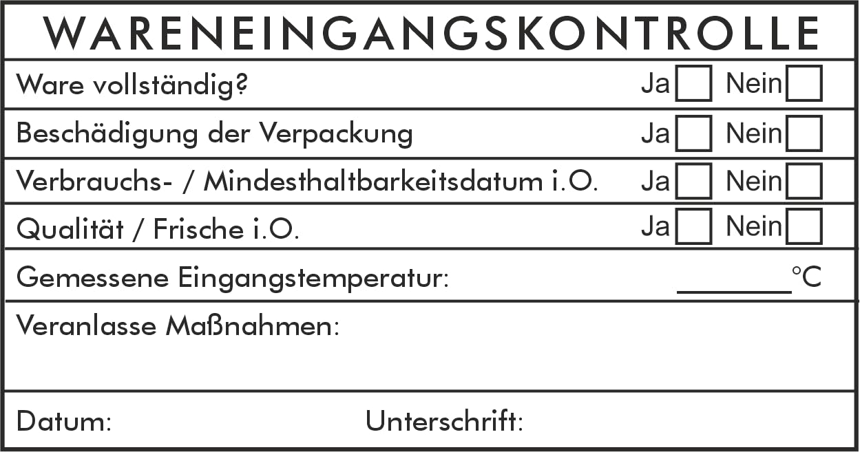 Wareneingangskontrolle Stempel 105x55 mm – Kontrollstempel für Lebensmittel, Temperatur- & Frischeprüfung – COLOP Expert 3900 Profi Lagerstempel für HACCP & Wareneingang