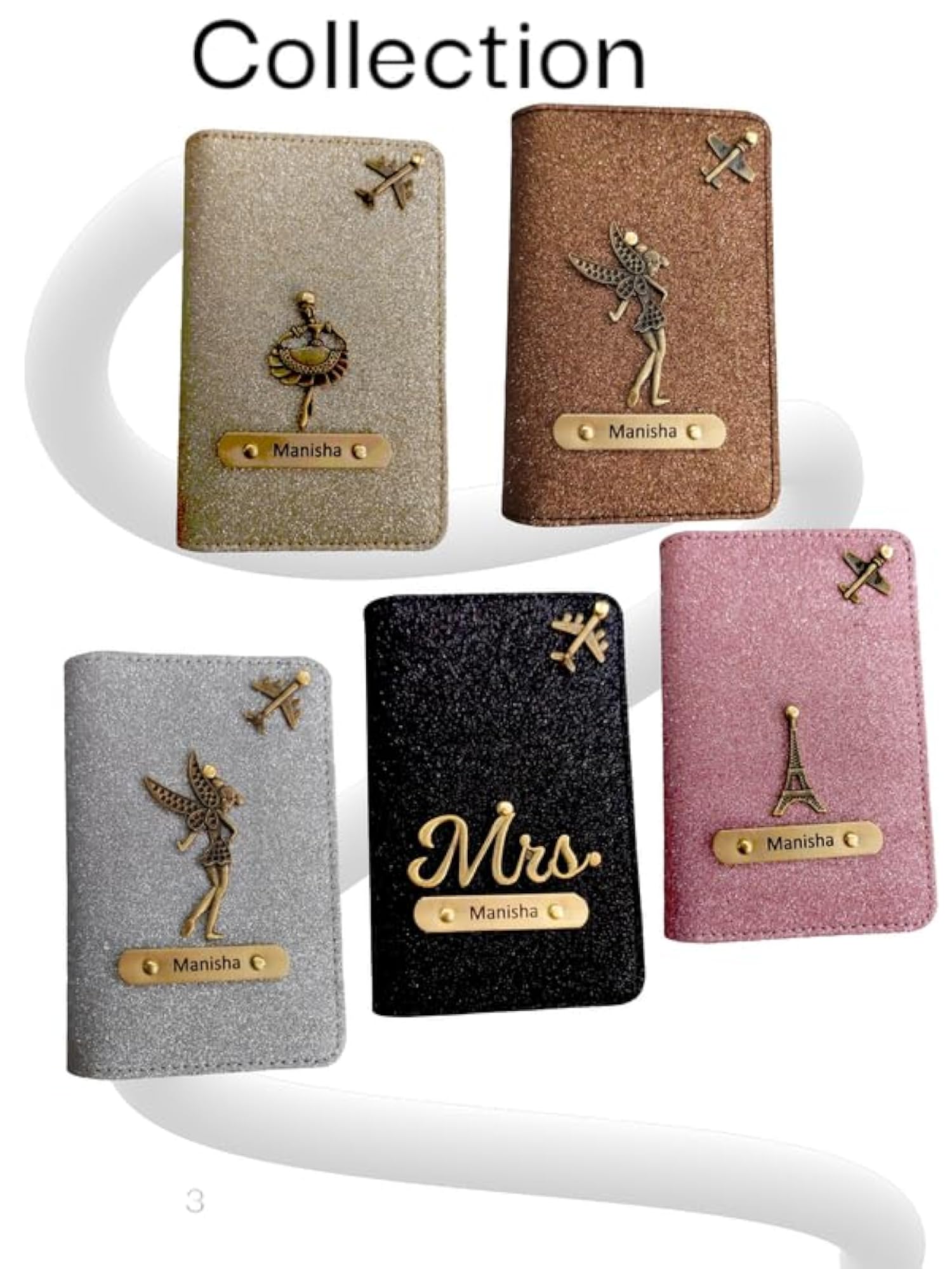 Personalised Trendy Passport Cover for Women, Glittered