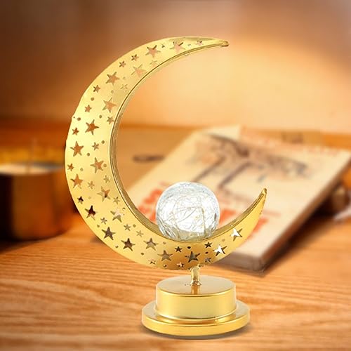 Miniatura 6 de Eid Crafts Luz nocturna Ramadán Mubarak luz de luna islámica decoración de mesa Eid Mubarak luna estrella, adornos de regalo para musulmanes,