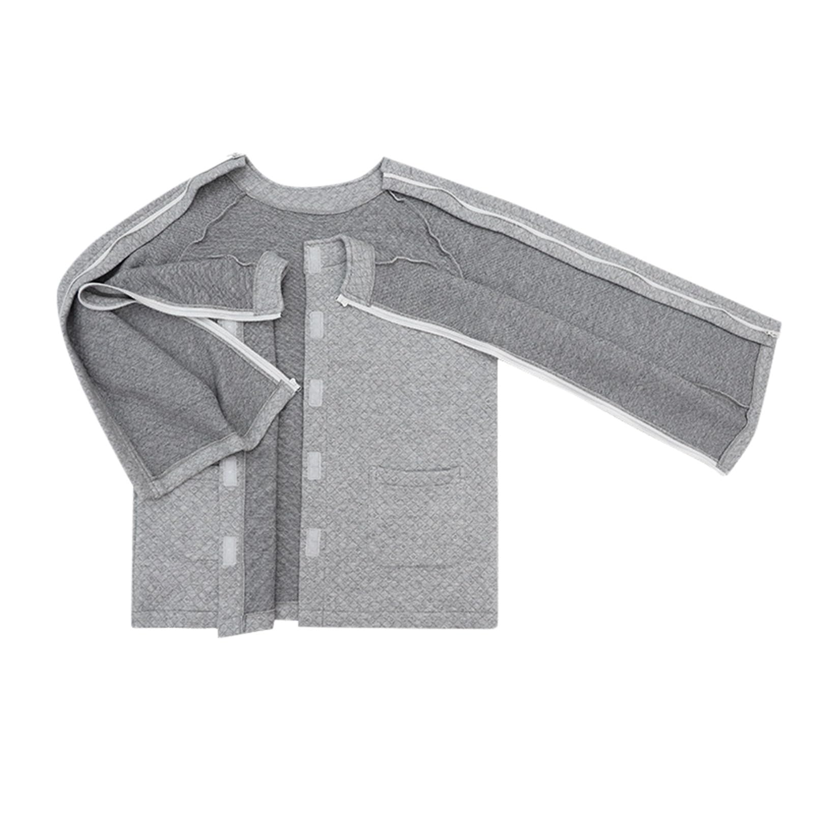 Veste de rééducation pour homme - Ouverture latérale - Dialyse - En coton - Fermeture éclair multidirectionnelle sur les manches et sur le devant - Avec poches extérieures - Idéale pour la