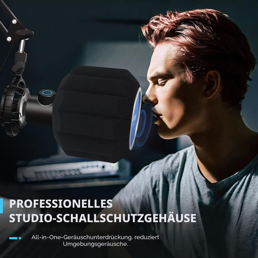 MF2 Mikrofon-Windschutzscheiben-Pop-Filter,Seitlicher Ausschnitt 45-60-mm Abgehängte Mikrofone SM7B, schallabsorbierender Schaumstoff, der Lärm und Reflexionen reduziert…