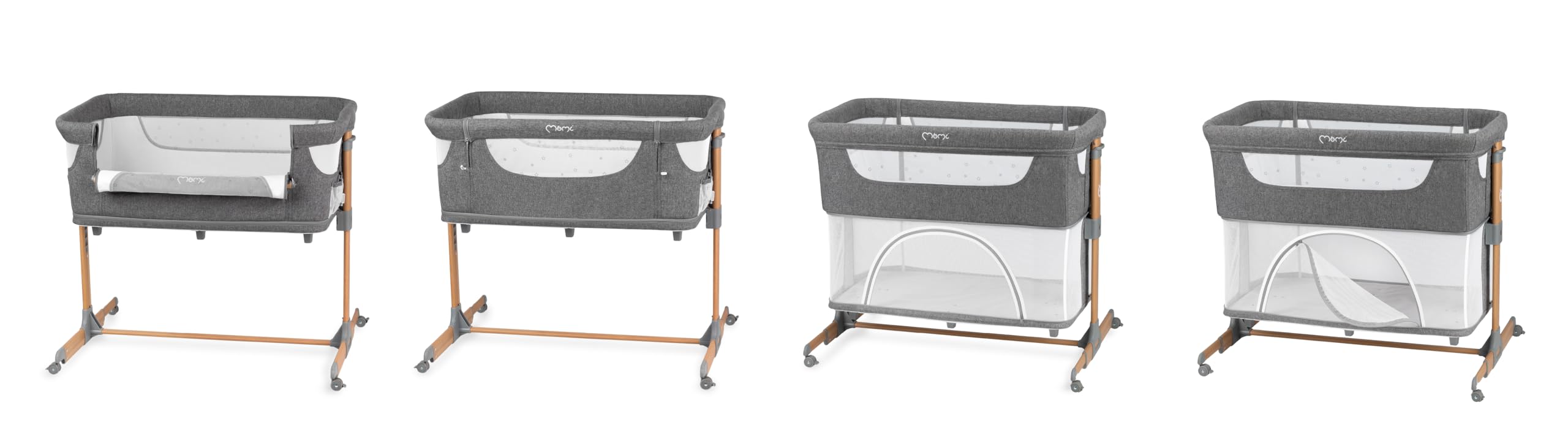 Momi Lit d'enfant Multifonction Smart Bed 4 en 1, lit d'appoint et Parc, jusqu'à 15 kg, réglage hauteur 5 niveaux, avec matelas
