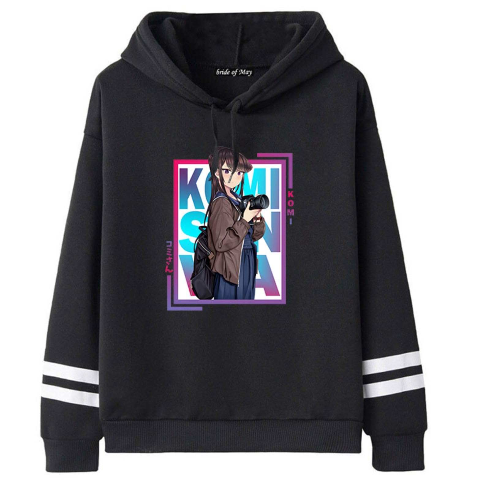 Cutte Unisex Black 2- Komi Can't Communicate Hoodie - Komi Shouko Graphic Print, Casual Anime Sweatshirt (,L)