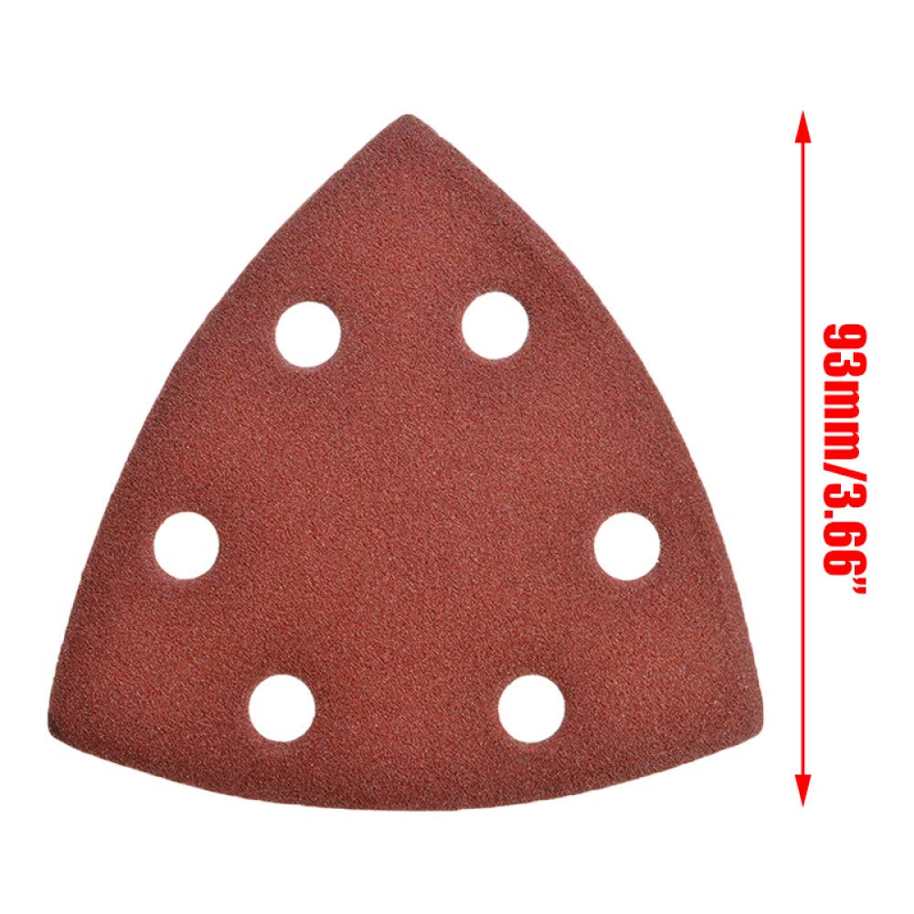 120 Uds Disco de lijado 40-240 Grano 6 agujeros 93 mm Triángulo Delta Papel de lijar Gancho Bucle Disco de papel de lija Herramientas abrasivas, H