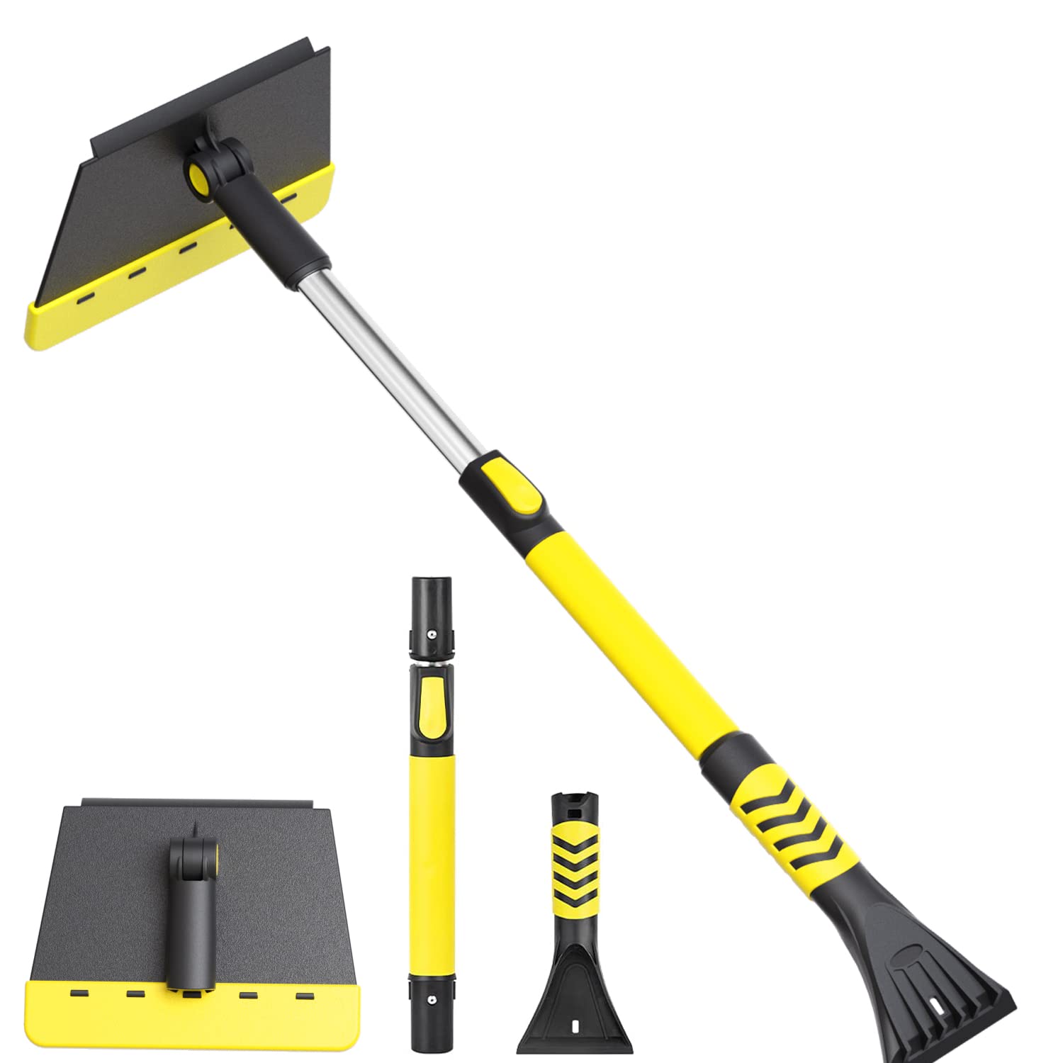 GEJRIO35.8" Ice Scraper for Car Windshield, Extendable Snow Scraper and Brush Snow Broom for Car Auto SUV Truck