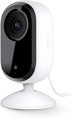 Arlo Cámara de seguridad esencial para interiores 2K (2 generación), 1 paquete, seguridad para el hogar, monitor de bebé, cámara para mascotas,
