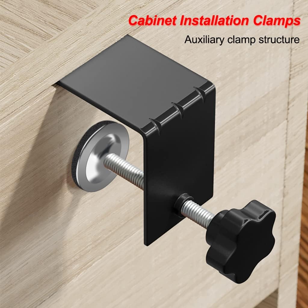 6 Pcs C Clamps, Drawer Front Installation Clamps, Cold-Rolled Steel Clamps for Woodworking, Can Be Used as Door Installation Tools and Cabinet Tools, Black (6)