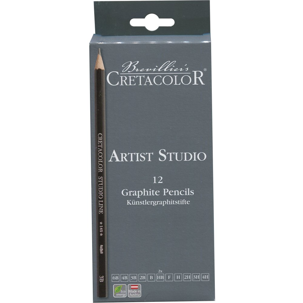 Cretacolor Artists Studio Line Graphite Pencil Set of 12, black, CH140 12 1