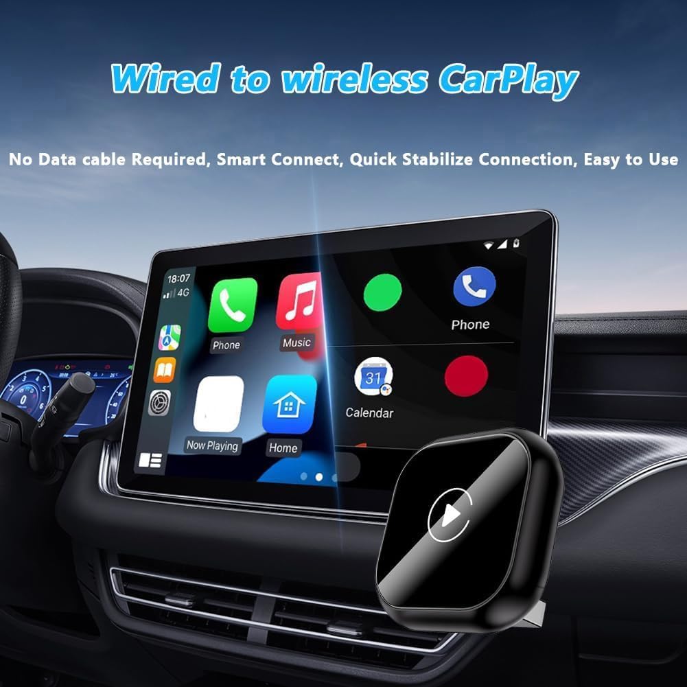 Adattatore 2 in 1 Wireless Carplay E Android Auto,per BMW X1 F48 2016-2021 Converte da Cablato A Wireless,Connessione Automatica, Compatto,Black