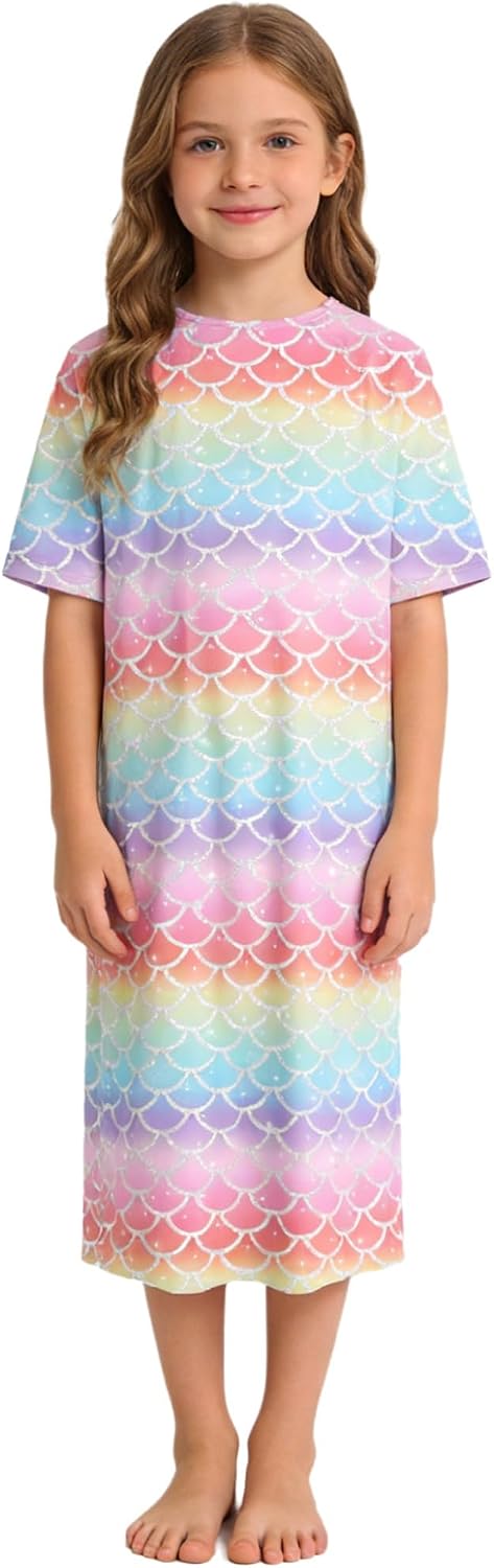XUNZOO Kids Speical Needs Adaptive Clothing Printed Shoulder Surgery Gown Short Sleeve One Piece Care Gown for Speical Needs