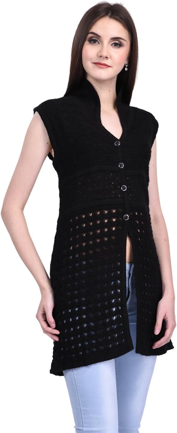 eWools Women's Wool V-Neck Cardigan