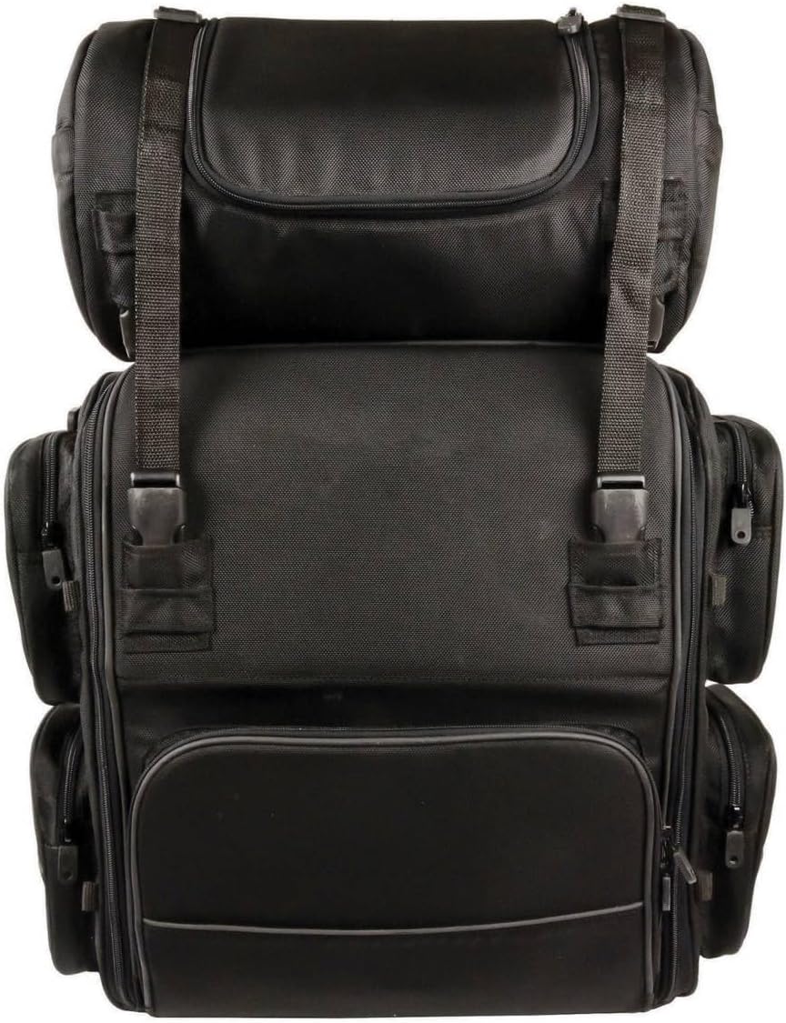 Milwaukee Leather SH680 Large Black Textile Motorcycle Sissy Bar Travel Bag - One Size