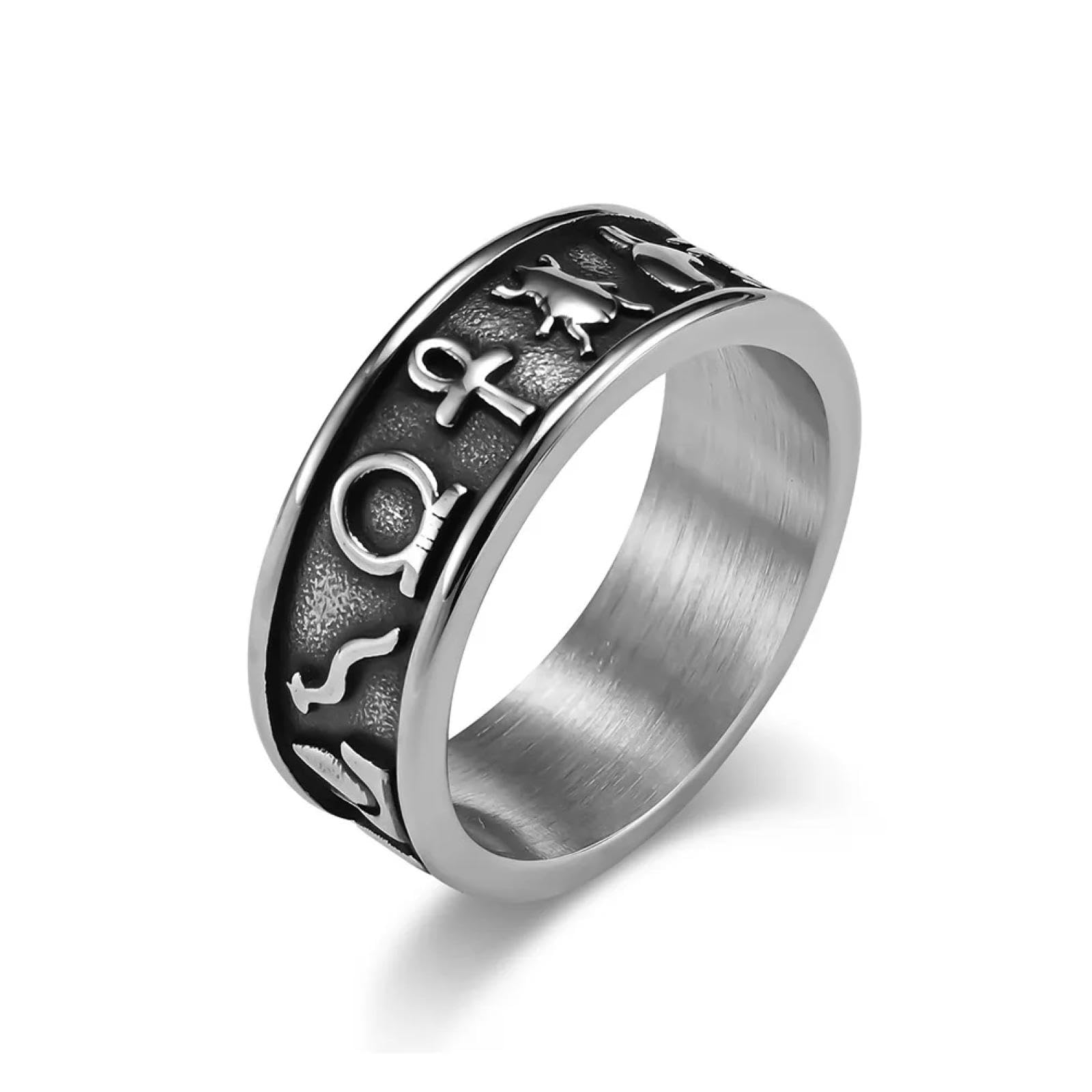 Ring Ringe Damen Bijouterie Herren Herrenring Altägyptischer Ankh-Feder-Glückssymbolring