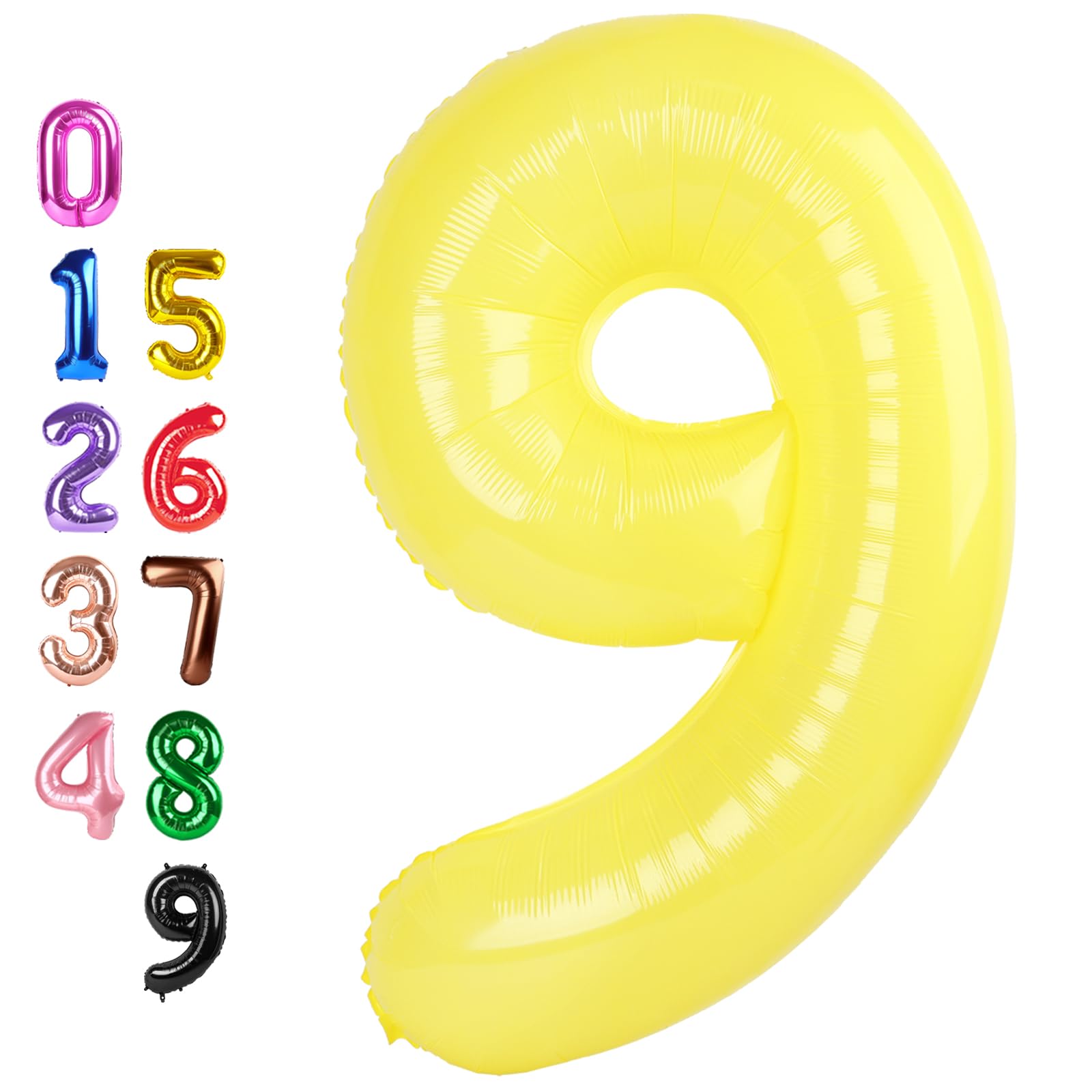 Number Balloons 9 Balloon Yellow for 9th Birthday Party Decoration, 40 inch